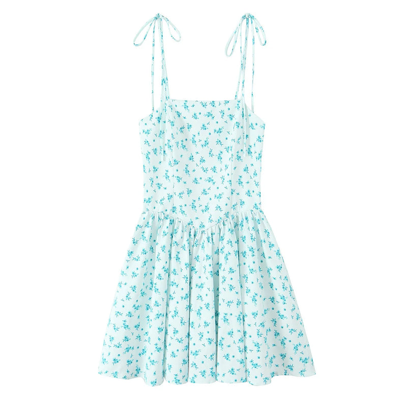 EDSA Women's Floral Mini Dress - Backless Beach Sundress w/ Thin Straps, Empire Waist & Side Pockets | Summer 2025