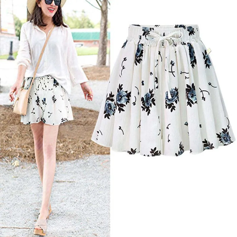 Summer Essential: Plus Size High-Waist A-Line Skort - Polka Dot Wide-Leg Shorts Skirt for Women