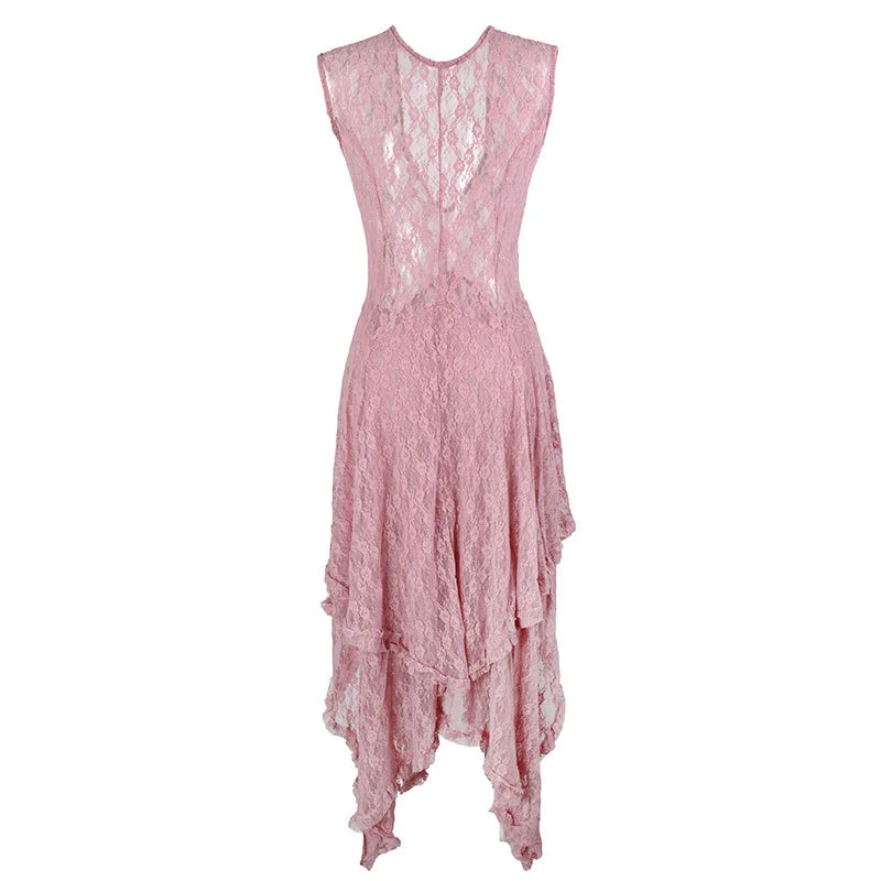 Vintage Lace Maxi Dress | Floral Embroidery Boho Dress with Backless Design & Empire Waist - Women's Summer Party Dress