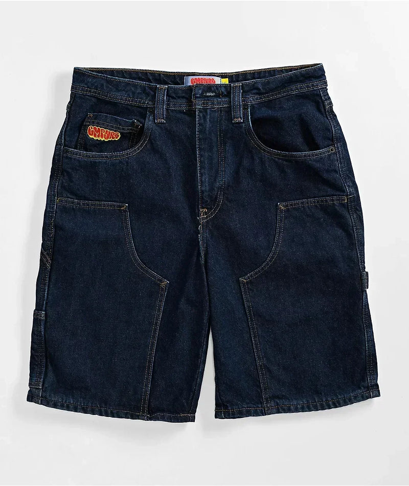 Bottega Desire Wide-Leg Denim Shorts: Distressed Embroidery | Unisex Hip-Hop Streetwear | High Waist Loose Fit Jeans