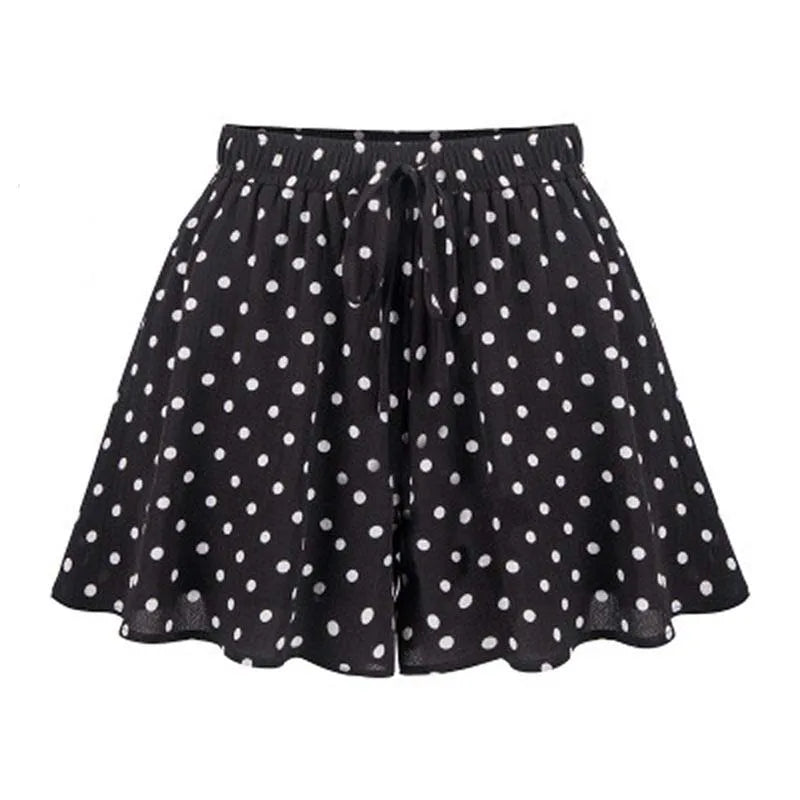 Summer Essential: Plus Size High-Waist A-Line Skort - Polka Dot Wide-Leg Shorts Skirt for Women