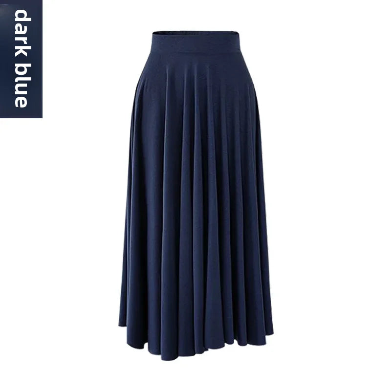 Plus Size High-Waist Pleated Skirt | 80cm Flowy Umbrella Midi | Loose Fit Wide-Leg Skirt