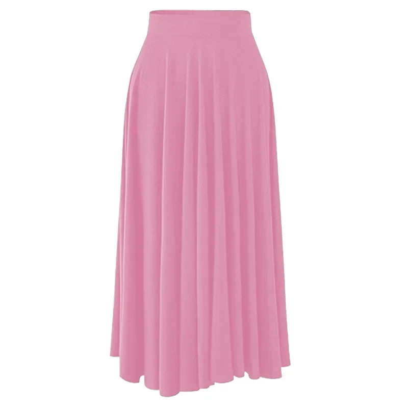 Plus Size High-Waist Pleated Skirt | 80cm Flowy Umbrella Midi | Loose Fit Wide-Leg Skirt