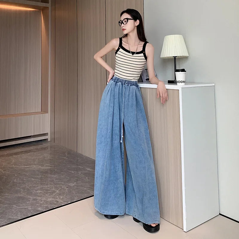 Plus Size Women's Wide Leg Palazzo Pants - Autumn Loose-Fit Floor-Length Trousers