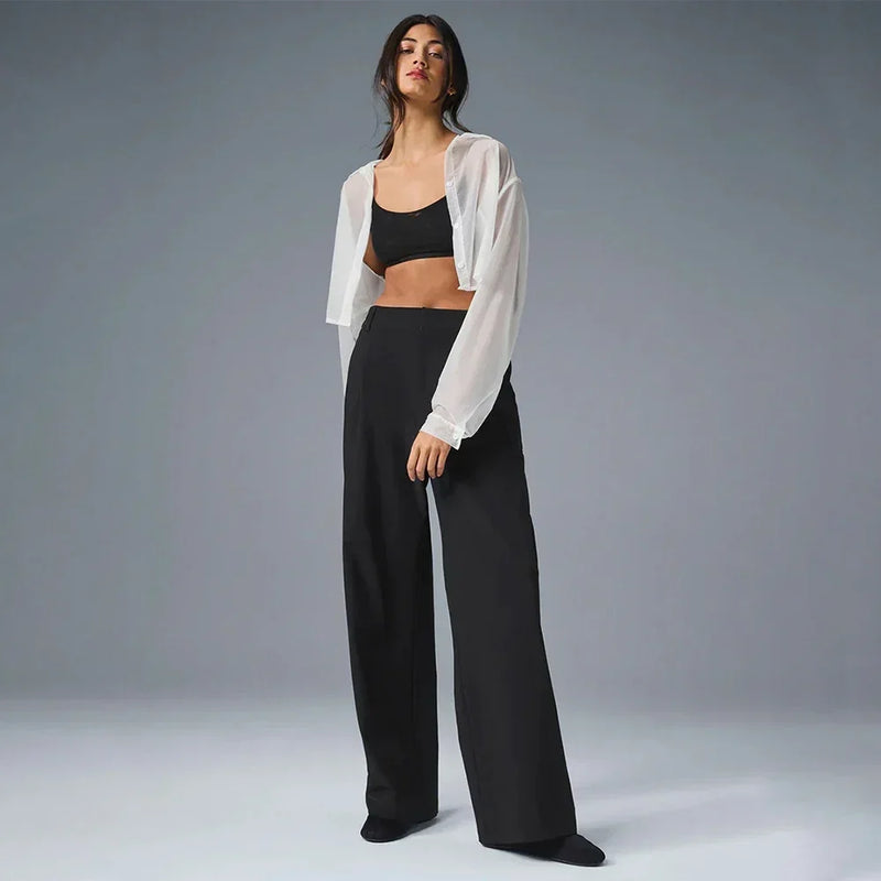 Women's High Waist Wide Leg Pants - Cotton Comfort Stretch Yoga to Casual Lounge Pants
