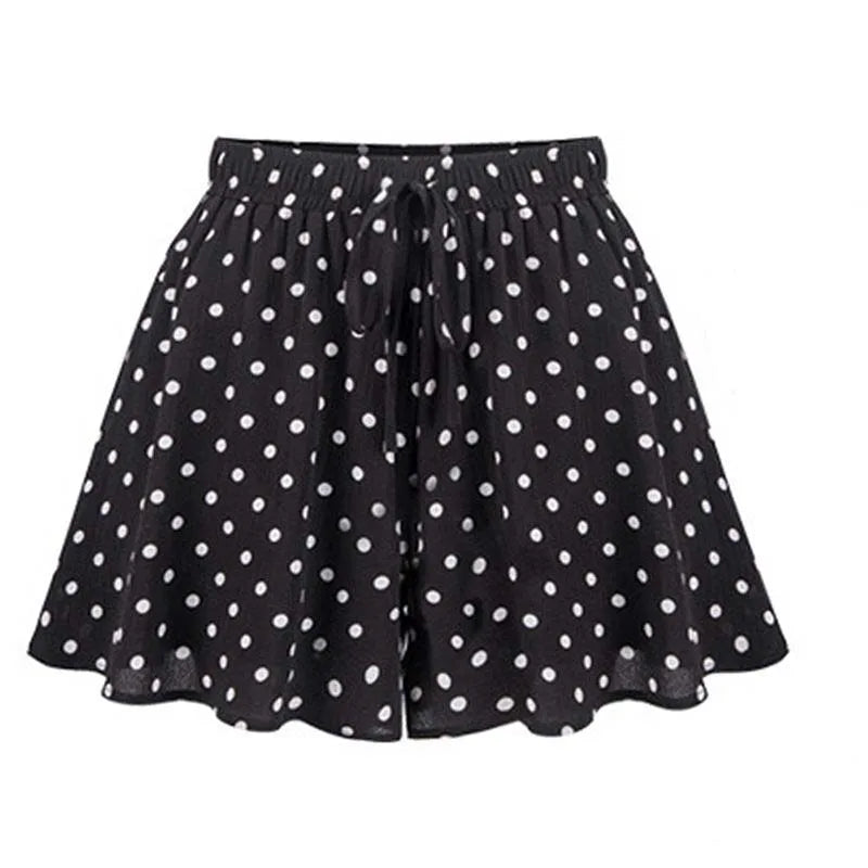 Summer Essential: Plus Size High-Waist A-Line Skort - Polka Dot Wide-Leg Shorts Skirt for Women