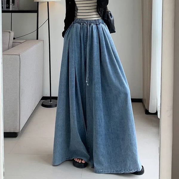 Plus Size Women's Wide Leg Palazzo Pants - Autumn Loose-Fit Floor-Length Trousers