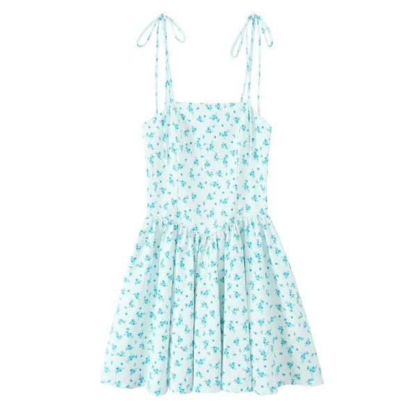 EDSA Women's Floral Mini Dress - Backless Beach Sundress w/ Thin Straps, Empire Waist & Side Pockets | Summer 2025