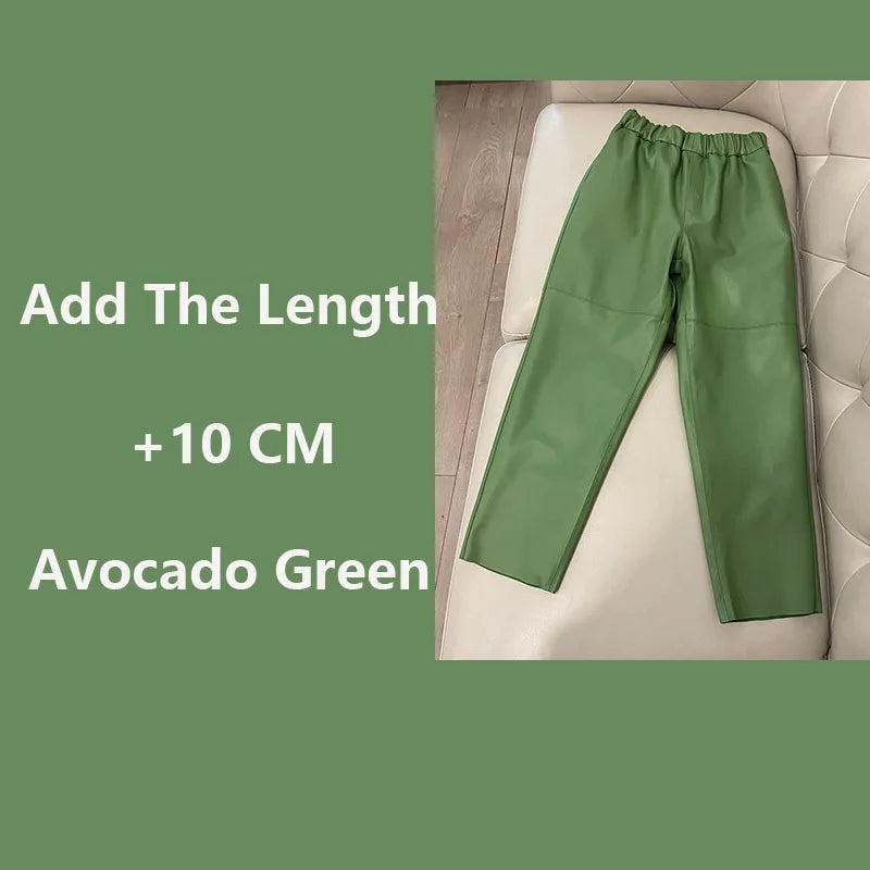 Women's Genuine Sheepskin Harem Pants | High Waist Leather Trousers | Elastic Waist Luxury Streetwear