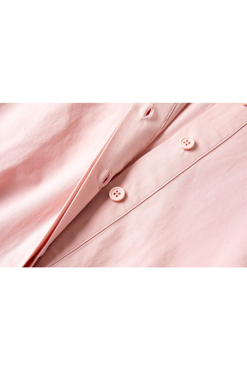 Women's Pleated Puff Sleeve Midi Dress | Office & Summer Casual Dress in Pink