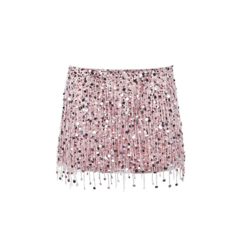 Sequin Mini Skirt | Empire Waist Lace-Up Skirt | Floral Print Beach Short Skirt