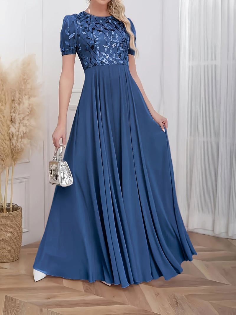 Floral Sequin Embroidered Chiffon Dress | Elegant Bodycon Midi Dress for Women - Party & Everyday Wear