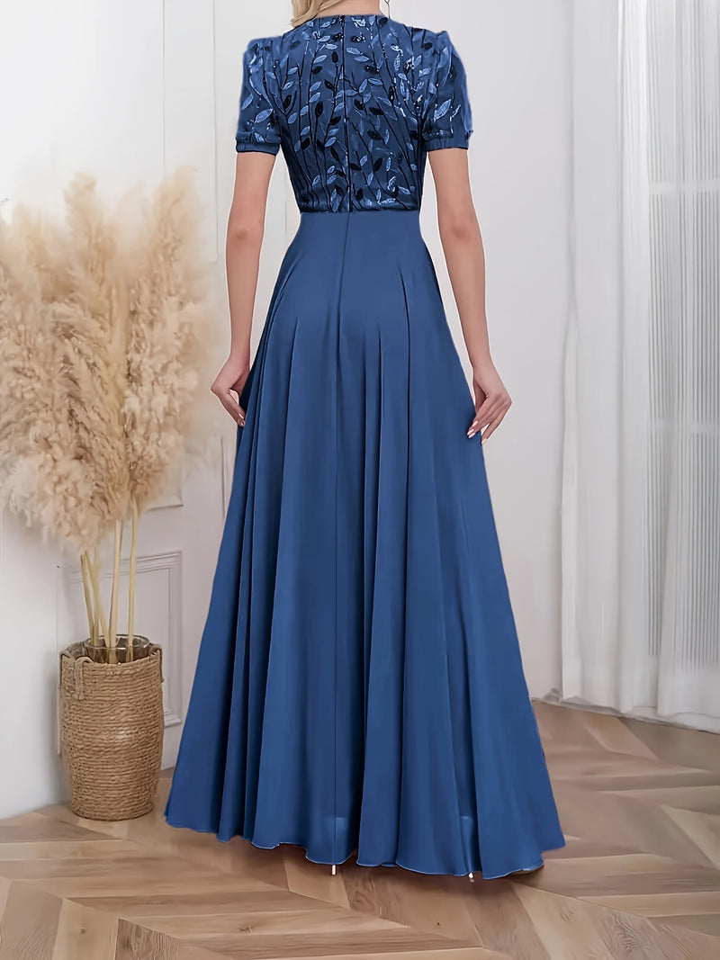 Floral Sequin Embroidered Chiffon Dress | Elegant Bodycon Midi Dress for Women - Party & Everyday Wear
